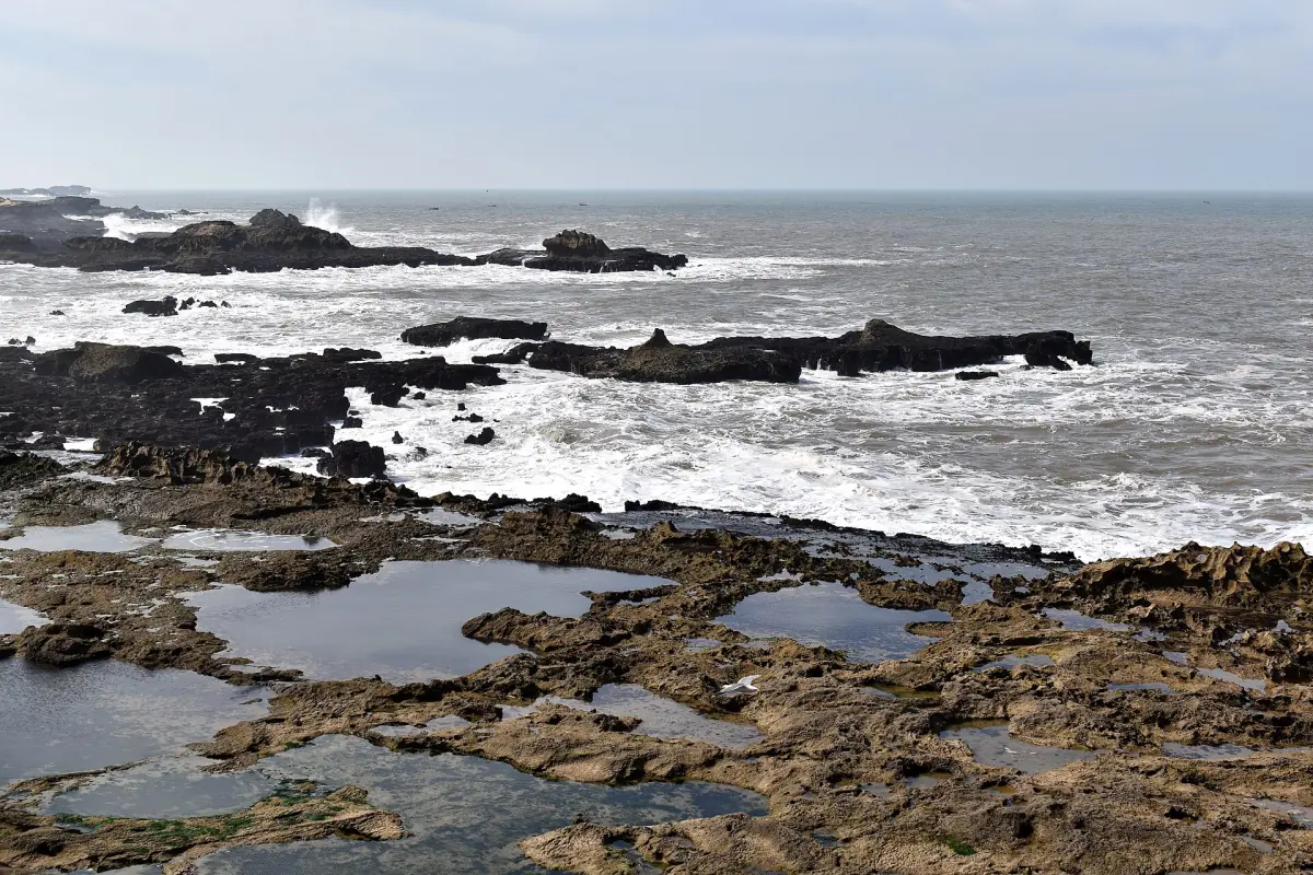 Rock pools on the Atlantic shore at Essaouira