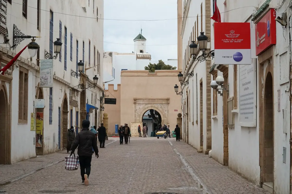 A medina street leading to a city gate